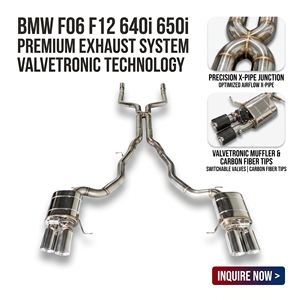 ระบบท่อไอเสียสแตนเลส Vortex SS304 สำหรับ BMW F06 F12 640i 650i พร้อมท่อครอสเอ็กซ์ไพพ์ ทวินไซเลนเซอร์ ปลายท่อโครเมียมแบบควอด - Product Image 1