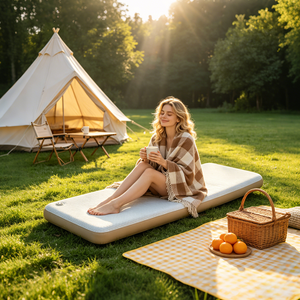 <span class=keywords><strong>Matelas</strong></span> <span class=keywords><strong>Gonflable</strong></span> Portable en PVC avec Technologie Drop Stitch <span class=keywords><strong>pour</strong></span> Tente <span class=keywords><strong>de</strong></span> Camping Extérieur et Chambre d'Invité, <span class=keywords><strong>Tapis</strong></span> <span class=keywords><strong>de</strong></span> Couchage avec Pompe Manuelle - Product Image 1