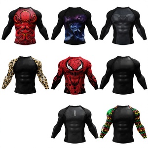 BJJ MMA Rashguard Men's Long Sleeve <b>Compression</b> UPF50+ Waterproof Breathable Quick Dry Spandex Anti-Rip No-Gi Grappling Anti-UV - Product Image 3