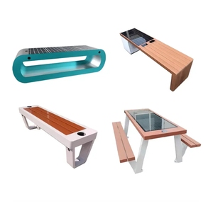 Bancs de jardin solaires modernes avec recharge sans fil intelligente en acier inoxydable pour les parcs et les centres commerciaux en plein air - Product Image 3