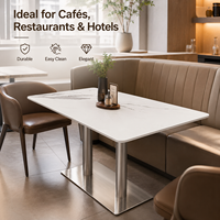 Restaurant-Tische und -Stühle, Esstisch aus Sinterstein mit Edelstahlgestell für Café, Hotel, Bar und Esszimmer