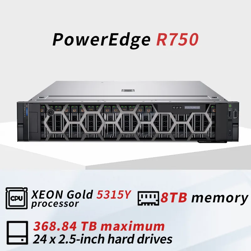 PowerEdge R740/r750/r750xs 2u rak Server virtualisasi Host Xeon Silver 4310 16gb 1tb 800W GPU Enterprise Server penjualan terbaik