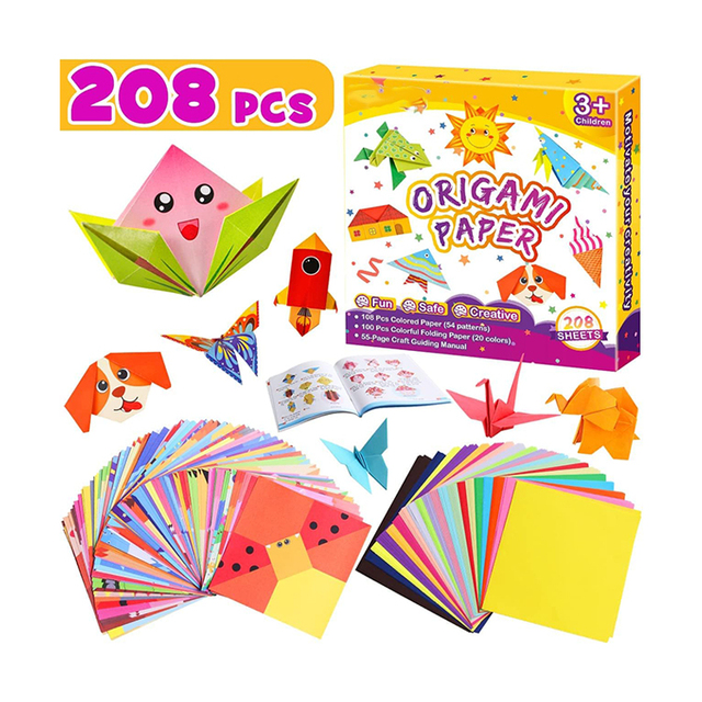 Early Educational Vivid Colorful Folding Papers Art Projects Kit for Kids Origami Paper Craft for Kids