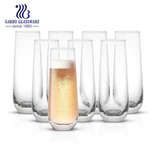 Bicchiere da vino di alta qualità bicchiere in vetro trasparente lungo Milo senza stelo Champagne Sparking Toasting Flute 16oz Water Champagne Glass Cup