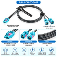 Câble Rosenberger HFM Mini FAKRA vers double FAKRA femelle, assemblage coaxial vertical à double cavité code Z pour caméra automobile ADAS