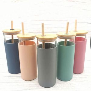 Tasses à café isothermes en verre borosilicate avec paille et couvercle, gobelets en verre à double paroi avec paille - Product Image 5