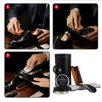 Kit de soin du cuir professionnel Daan Luxury 6-en-1 avec huile de vison et brosse en crin de cheval dans un coffret cadeau cylindrique noir
