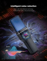 Microphone sans fil rechargeable USB-C à condensateur cardioïde pour ordinateur, smartphones, conférences, enseignement, avec suppression du bruit et éclairage RGB