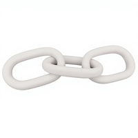 Chaîne décorative artisanale à 3 maillons en bois de paulownia blanc, effet blanchi, style minimaliste bohème, pour décoration intérieure, maillons elliptiques, pour étagère ou table