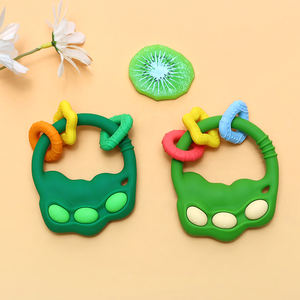 <span class=keywords><strong>Anneau</strong></span> de <span class=keywords><strong>dentition</strong></span> sensoriel à mâcher en silicone de qualité alimentaire pour bébés de 0 à 24 mois, jouet de style dessin animé - Product Image 1