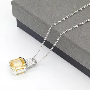 Personalized 925 Sterling Silver Ice Cut Created Moissanite Gemstone Pendant Necklace For Women Fine Jewelry Necklace