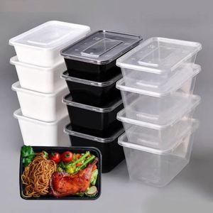 Free Sample Disposable Clear Black PP Food Container Microwaveable Rectangular Food <b>Lunch</b> <b>Box</b> Take Away Plastic <b>Box</b> - Product Image 1