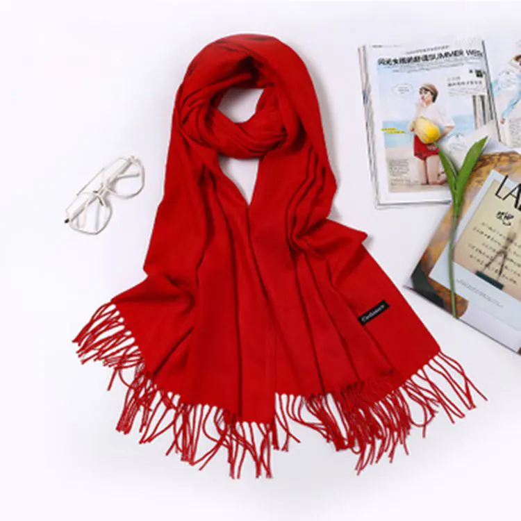 冬暖かいSolid Imitatedカシミヤパシュミナスカーフショール女性ロングスカーフヘッドスカーフ