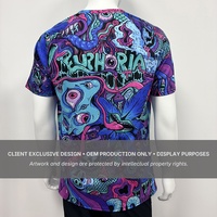 Camiseta Personalizada 100% Algodón con Estampado Gráfico DTG en Toda la Superficie, Estampado Frontal y Trasero, Estilo Psicodélico, Streetwear