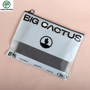 Custom Matte Blue Frosted Recyclable Plastic Zipper Bags for Hoodies T-Shirts Fur Packaging with Custom Logo - Product Image 3