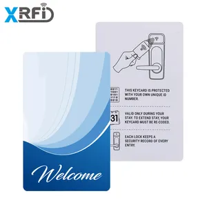 Kartu RFID Enkripsi Kustom 125KHz 13.56Mhz MF 1K 4K F08 Kartu Kunci Hotel Kontrol Akses Kartu Kunci RFID