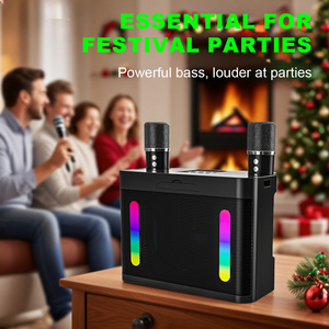 Máy karaoke di động không dây âm thanh nổi chuyên nghiệp công suất cao, hai micro, loa Bluetooth với bảng điều khiển đa chức năng - Product Image 2