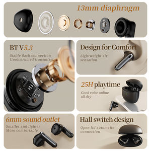 Ecouteurs intra-auriculaires sans fil Double micros Suppression du bruit HiFi Stereo Music LED Waterproof Gaming Earphones Bluetooth HiFi Stereo Music - Product Image 2