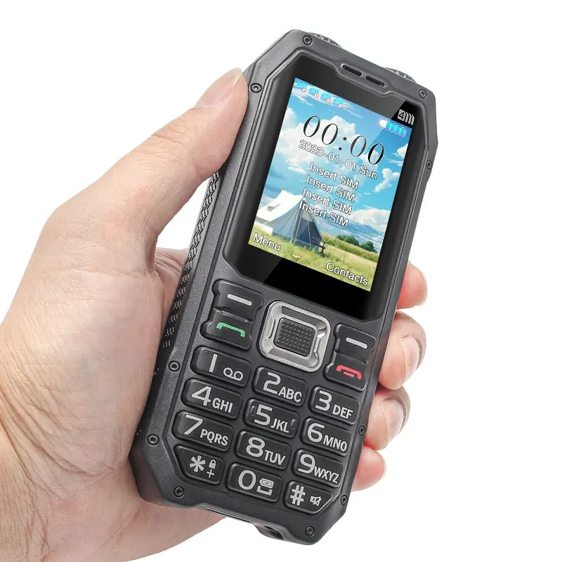 UNIWA M60002.4インチディスプレイ4800mAhビッグバッテリーパワフルトーチGSM電話4 SIMキーボードパワーバンク付き携帯電話