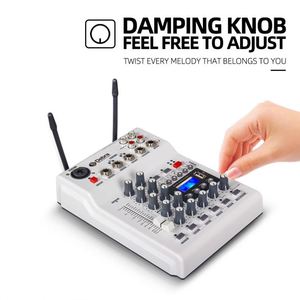 Mezclador de Audio Profesional de 4 Canales con Micrófono Inalámbrico para Escenario, DJ, Canto y Voz - Product Image 6