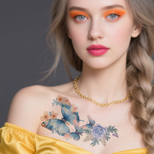 <span class=keywords><strong>Tatuajes</strong></span> Temporales de Mariposas y Rosas al por Mayor, Adhesivos Impermeables para Fiestas, Arte Corporal, Pintura para Brazos y Piernas, Adhesivos Florales para Mujeres y Niñas - Product Image 3