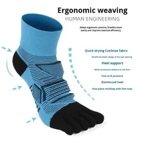 Chaussettes de sport pour hommes en spandex personnalisables, mi-mollet, à cinq doigts, séchage rapide, respirantes, résistantes à l'humidité