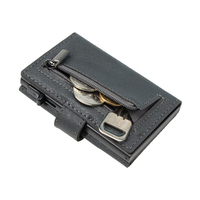 Dompet Kartu Kredit Kulit Saffiano Slim OEM Khusus dengan Kantong Depan dan Fitur RFID Blocking