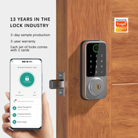 Cerradura Inteligente para Puerta con WiFi Tuya, Estándar Estadounidense, con Huella Dactilar, Código Digital, Color Negro, para Puerta Principal, Sin Llave, Electrónica