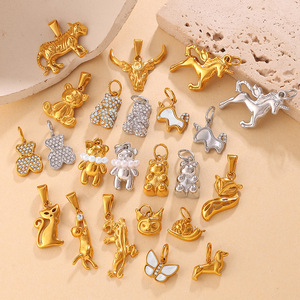 Colgante de Aleación de Zinc con Dijes de Animales, Oso y Unicornio, con Pedrería, Regalo, Accesorio de Joyería de Moda Unisex - Product Image 1