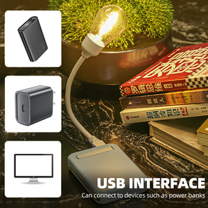 ไฟกลางคืน LED แบบ USB หลอดไฟทังสเตนแบบยืดหยุ่น หลอดไฟแบบชาร์จไฟได้ โคมไฟพกพาสำหรับหอพักข้างเตียง - Product Image 5