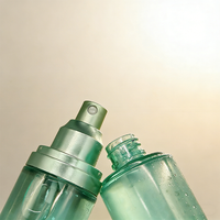 Zhongshi Plastic ZS37 Envase Cosmético Colorido OEM Personalizado, Botella de Perfume PET con Pulverizador, Tapa de Aluminio con Bomba Cilíndrica
