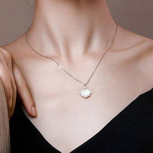 Collier chic en argent sterling S925 avec coquille de <span class=keywords><strong>nacre</strong></span>, projection, style coréen INS, luxe minimaliste, chaîne de clavicule pour femmes - Product Image 2