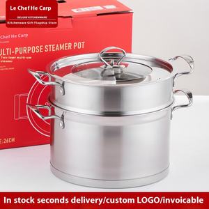 Pot à <span class=keywords><strong>soupe</strong></span> et à bouillon en acier inoxydable épais à double couche avec double fond et double oreilles à angle droit-Pot cadeau - Product Image 3