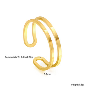 แหวนเปิดรูปทรงเรขาคณิต สแตนเลสสตีล สำหรับทุกเพศ ของขวัญเครื่องประดับแฟชั่น - Product Image 5