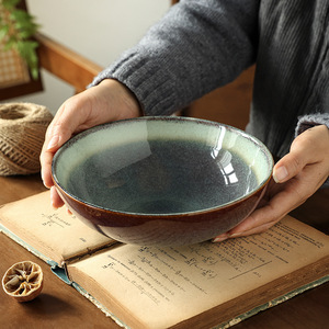 ชามเซรามิก 7.5 นิ้ว ลายวาบิซาบิ ชามพอร์ซเลนสำหรับสลัด ก๋วยเตี๋ยว ผัก ภาชนะบนโต๊ะอาหาร - Product Image 1