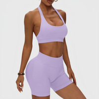 Ensemble de yoga QIFA 0307+0301 pour femmes : soutien-gorge de sport + short push-up, vêtements de fitness, vêtements de sport, vêtements de course à pied, Conjunto De Yoga
