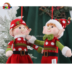 ZAVES Weihnachtselfen-Plüschpuppen 2er-Set Hängedekoration Festliches Bekleidungsdesign Weihnachtsbaumzubehör - Product Image 5