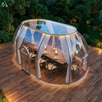 ANCSEM Tente Dôme Géodésique Transparente de Luxe Effet Ciel Étoilé, Imperméable, pour Jardin, Igloo, Glamping Extérieur, Hôtel