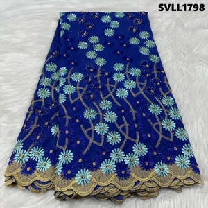 Encantadora tela de encaje bordado de margaritas pequeñas blancas tela de encaje africano algodón gasa Suiza bordado Laffaya diamantes para vestidos - Product Image 5