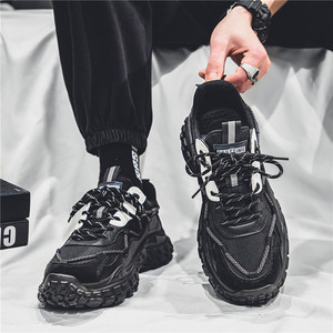 2026 New Men's Sporty Korean-Style Toe Sneakers Breathable Mesh Design Zip-Up Closure Soft Thick-Soled Non-Slip <b>Running</b> Dad - Product Image 3