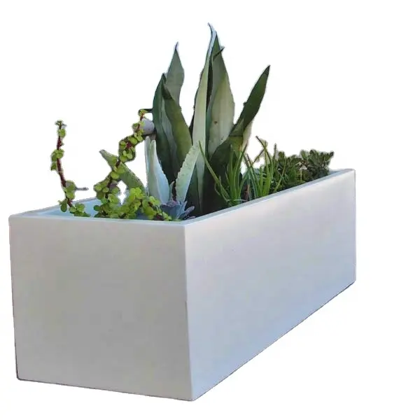 2024 Factory direct sales light weight high strength durable indoor high glossy rectangular fiberglass flower pots