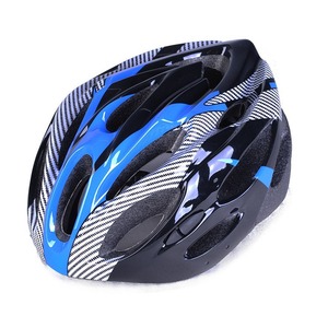 Casque de vélo, casque de sécurité pour le cyclisme, taille unique, bleu, motif en fibre de carbone, design breveté - Product Image 1