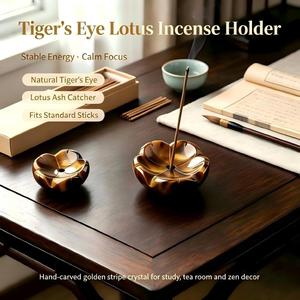 Pierres de guérison en gros : Calmez l'esprit et améliorez la méditation – Porte-encens en cristal naturel en forme de lotus pour la décoration intérieure - Product Image 3