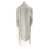 MOQ : 1 pièce |   Vêtement d'extérieur long à franges blanches pour homme - Manteau sophistiqué pour les rassemblements formels