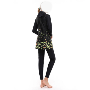 Traje de baño musulmán de 2 piezas impermeable con estampado frontal de corte alto, burkini islámico de ajuste regular, modesto, de secado rápido para mujer - Product Image 6