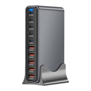 Stock disponible 695W GaN <span class=keywords><strong>chargeur</strong></span> 10 ports <span class=keywords><strong>5C</strong></span>/5A bureau rapide USB C PD3.1 140W Station de charge rapide pour téléphones/ordinateur portable - Product Image 2