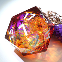 Dés transparents géants de haute qualité 50mm D20, polyèdre brillant à noyau liquide pour jeux de rôle DND TTRPG - Liquid16-50mm
