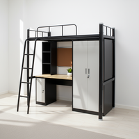 Loft en acier bon marché escalier chambre maison rangement prix métal fille table d'étude bureau adolescents enfants adultes lits superposés avec armoire