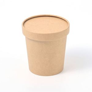 Eco Biodegradable Kraft Paper Bucket With Lid Microwave Safe <b>Disposable</b> Salad <b>Bowl</b> Customized Printing Fast Food Packaging - Product Image 3