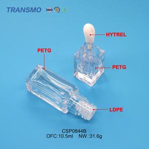 Tubes à gloss carrés en PETG transparent recyclables de 6 ml avec grand applicateur, emballage pour huile à lèvres, tubes cosmétiques carrés en plastique pour gloss - Product Image 3